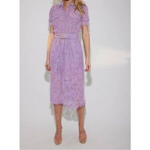 Generation Love Claudia Belted Lace Midi Dress Lilac Purple